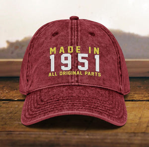 75th Birthday Gift Hat Born in 1951, Vintage Embroidered Cap for 75 Year Old, Retro Cotton Twill Dad Hat Birthday Present