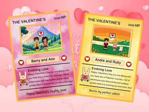 Custom Pkm Valentine's Day Card,Custom Pkm Card,Valentine s Gift for Couples,Anniversary Pkm Card,Girlfriend Gift,Gift for Gamer