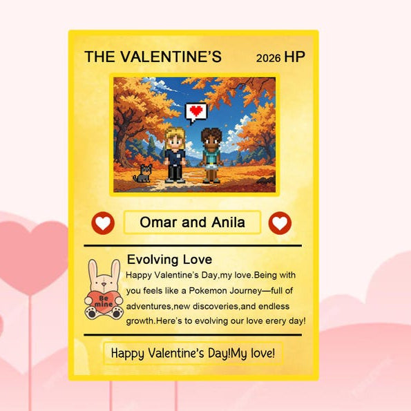 Custom Pkm Valentine's Day Card,Custom Pkm Card,Valentine s Gift for Couples,Anniversary Pkm Card,Girlfriend Gift,Gift for Gamer
