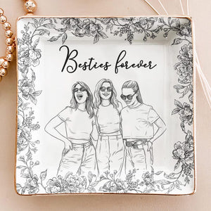 Custom Best Friend Photo Jewelry Dish, Besties Picture Trinket Tray Toile De Jouy Style, Gift For Soul Sister Gift, Ring Holder Gift For Her