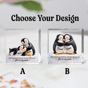 Personalized Penguin Couple Acrylic Blocks, Anniversary Gift, Gifts For Couples, Penguin Lover Gift, Valentine's Day Gift For Her Him