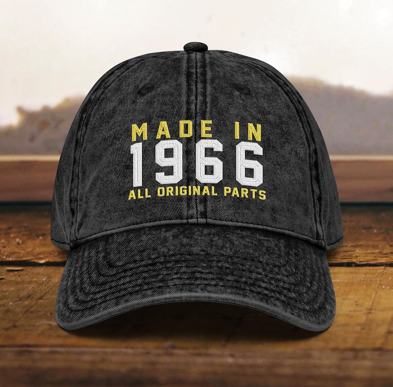 60th Birthday gift Vintage Embroidered Hat for 60th Birthday Born In 1966 Cotton Twill Cap