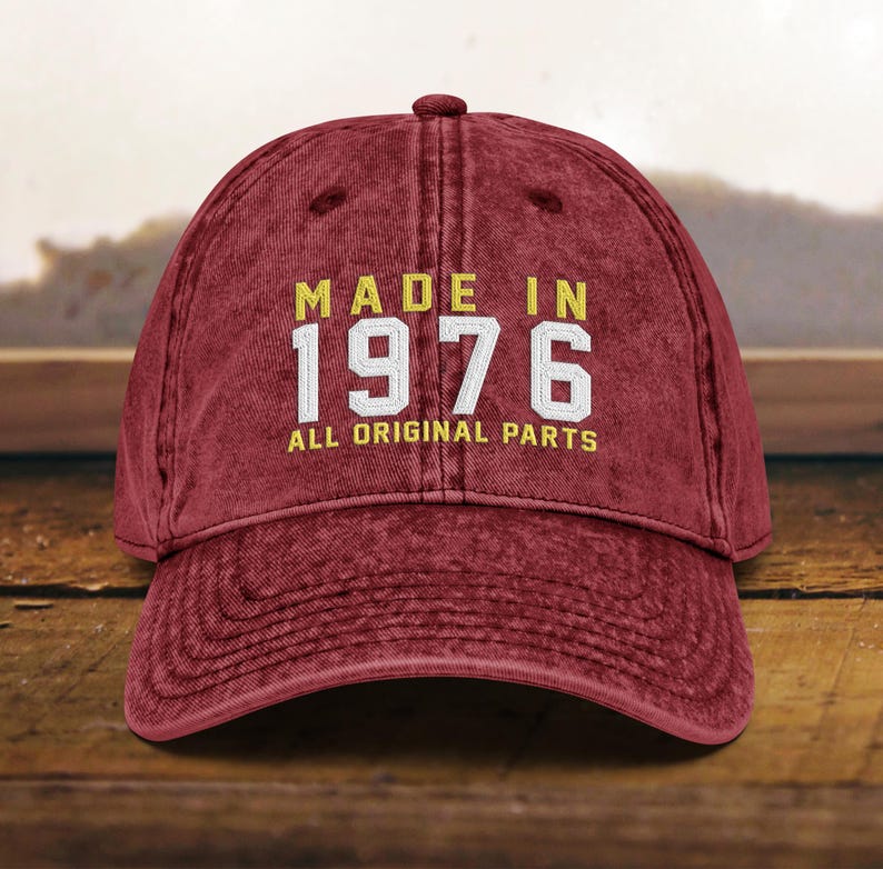 50th Birthday gift Vintage Embroidered Hat for 50th Birthday Born In 1976 Cotton Twill Cap