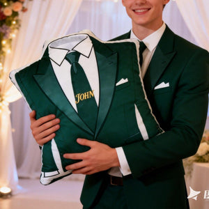 Personalized Groomsmen Suit Pillow Custom Name Wedding Gift, Elegant Tuxedo Cushion, Groomsman Proposal Gift, Bridal Party Decor