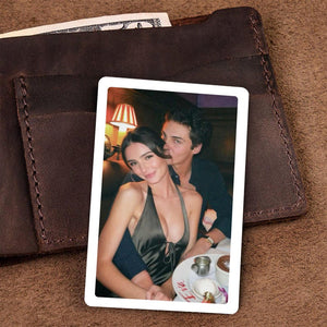 Personalized Photo Wallet Card, Valentines Gift for Him, Love You More Reverse Insert Card, Anniversary Gift for Boyfriend, Couple Gift
