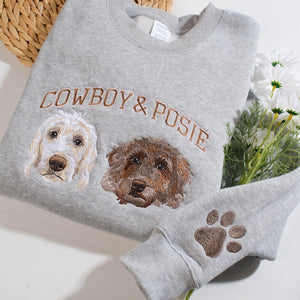 Custom Pet Embroidered Sweatshirt, Embroidered Dog Hoodie, Pet Lover Gift, Personalized Dog Face Embroidered Sweatshirt From Photo