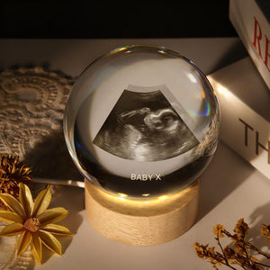 Custom Ultrasound Crystal Ball Lamp Personalized Baby Sonogram Keepsake Gift, Pregnancy Reveal, Baby Shower Present, Nursery Night Light
