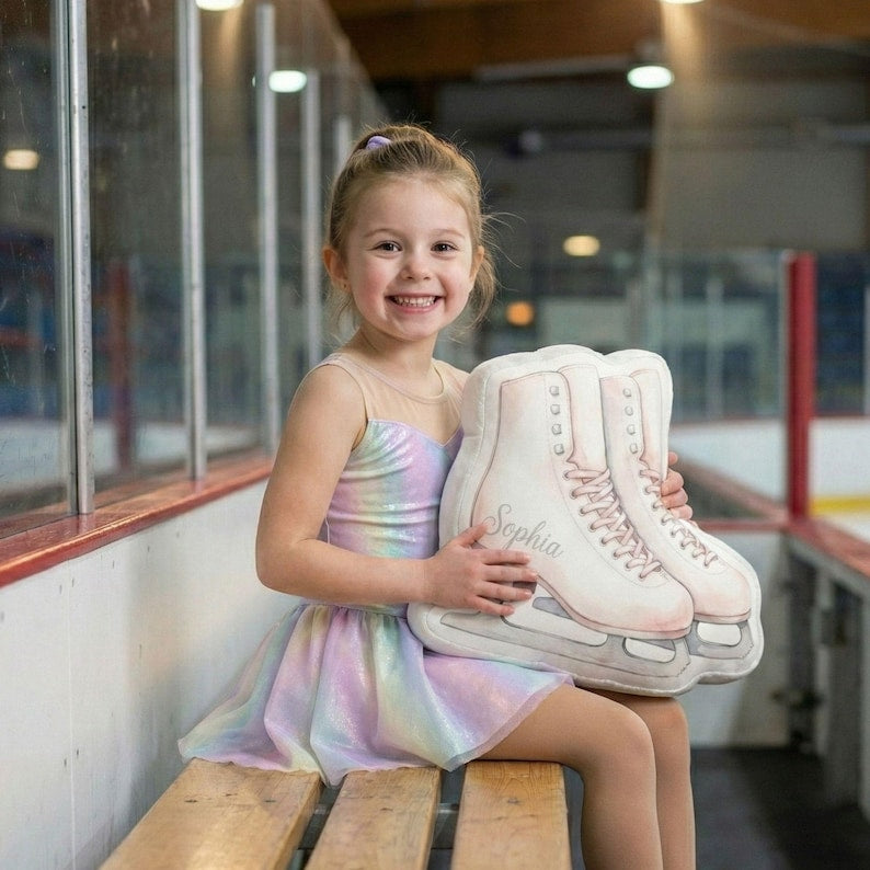 Personalized Ice Skate Pillow With Custom Name - Gift for Figure Skating Moms and Kids
