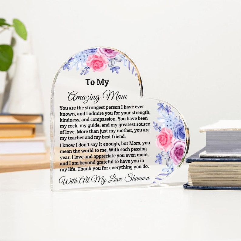 Heart Plaque For Mom From Daughter Son, Birthday Gift, Christmas Gift For Mom, Mother's Day Gift, Custom Mom Gift, To My Mom, Mom Keepsake