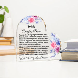 Heart Plaque For Mom From Daughter Son, Birthday Gift, Christmas Gift For Mom, Mother's Day Gift, Custom Mom Gift, To My Mom, Mom Keepsake