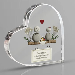 Personalized Heart Shape Acrylic Plaque, Pebble Art Couple Gift, Custom Anniversary Keepsake, Romantic Wedding Decor