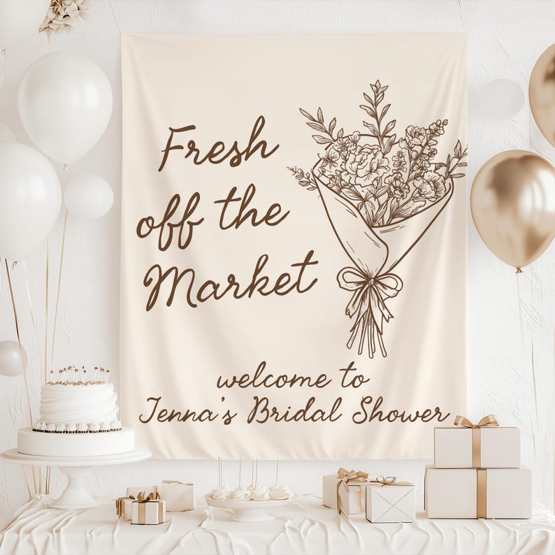 Fresh off the Market Banner, Fresh off the Market Bridal Shower Backdrop, Market Bridal Shower Decor, Shes Off the Market Sign