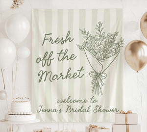 Fresh off the Market Banner, Fresh off the Market Bridal Shower Backdrop, Market Bridal Shower Decor, Shes Off the Market Sign