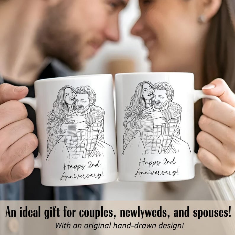 Custom Couple Portrait Mug, Gift For Valentines Day, Sentimental Gift For Couple, Anniversary Boyfriend and Girlfriend Gift