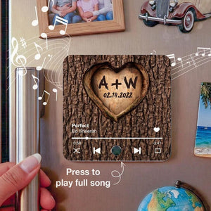 Personalized Couple Name Initials In A Heart Tree Music Fridge Magnet , Gift For Valentine's Day, Anniversary, Engagement Gift