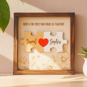 Custom Couple Puzzle Sign Personalized Wooden Love Plaque