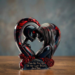 Personalized Gothic Couple Acrylic Plaque Gift, Dark Romantic Decor, Custom Anniversary Sculpture