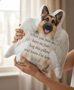 Personalized Plush Pillow: Custom Pet Photo Angel Wings, Dog Memorial Loss Gift