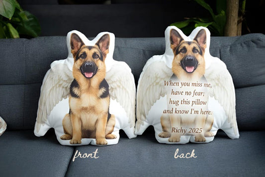 Personalized Plush Pillow: Custom Pet Photo Angel Wings, Dog Memorial Loss Gift