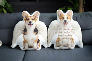 Personalized Plush Pillow: Custom Pet Photo Angel Wings, Dog Memorial Loss Gift