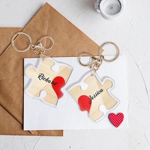 Personalized Puzzle Keychain Custom Name Acrylic Decoration Backpack Charm Valentine's Day gift