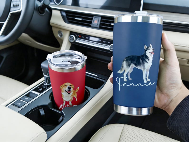 Custom Pet Photo & Name Tumbler, Personalized Travel Mug, Pet Owner Gift