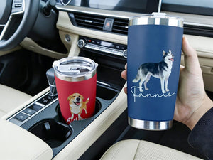 Custom Pet Photo & Name Tumbler, Personalized Travel Mug, Pet Owner Gift