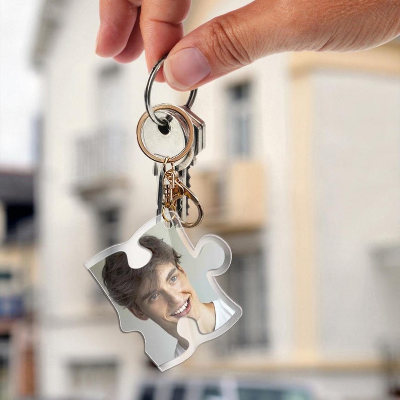 Personalized Puzzle Keychain Custom Photo Acrylic Decoration Backpack Charm Valentine's Day gift