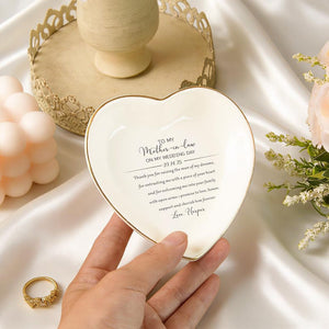 Personalized Mother-in-Law Gift for Mother of the Groom Wedding Ring Dish, Ceramic Trinket Tray, Mom Gift from Bride, Custom Ring Dish