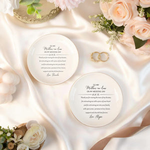 Personalized Mother-in-Law Gift for Mother of the Groom Wedding Ring Dish, Ceramic Trinket Tray, Mom Gift from Bride, Custom Ring Dish