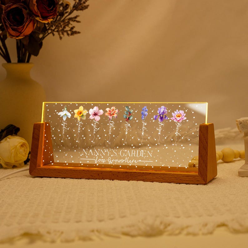 Custom Grandmas Garden Night Light: Unique Gifts for Grandma,Birth Flower Lamp,Moms Garden Night Lamp,Bedroom Night Lamp,Mothers Day Gifts
