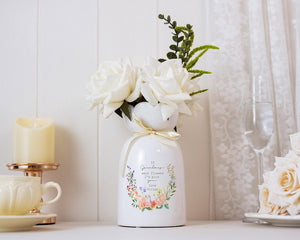 Custom Flower Vase for Mum Nanna Grandma, Ceramic Flower Vase for Grandma, Grandma Gift from Granddaughter, Mothers Day Gifts for Nana