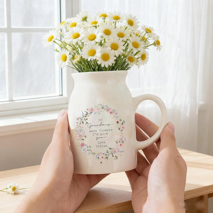 Custom Flower Vase for Mum Nanna Grandma, Ceramic Flower Vase for Grandma, Grandma Gift from Granddaughter, Mothers Day Gifts for Nana