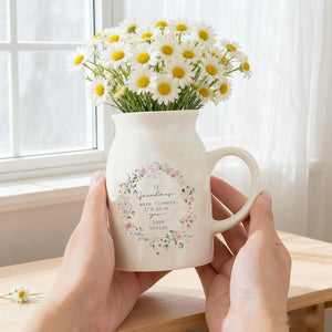 Custom Flower Vase for Mum Nanna Grandma, Ceramic Flower Vase for Grandma, Grandma Gift from Granddaughter, Mothers Day Gifts for Nana