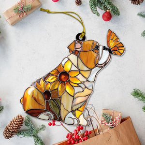 English Bulldog Faux Stained Glass, Bulldog Christmas 2D flat Ornament, Dog Breed Ornament, Gift for Dog Lovers, Housewarming Gift