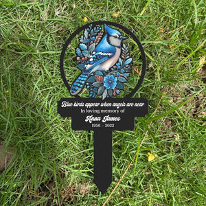 Personalized Blue Bird Metal Stake, Memorial Plaque, Human Grave Marker, Garden Metal Yard Art Loss Of Mom Remembrance Gift, Sympathy Plaque