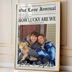 Custom Newspaper Print, Couple Gift, Romantic Couple Names Above Bed Decor, Custom Gift For Him Valentine Gift Decor, Birthday Gift For Her