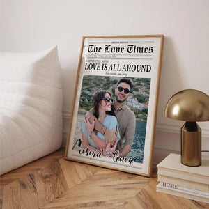 Custom Newspaper Print, Couple Gift, Romantic Couple Names Above Bed Decor, Custom Gift For Him Valentine Gift Decor, Birthday Gift For Her