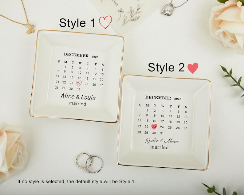 Personalized Anniversary Ring Dish, Wedding Gifts for Couple, Custom Ring Dish, Couple Gift, Bridal Shower Gift, Personalized Engagement Gift