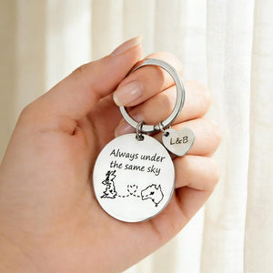 Custom Long Distance Keychain,Leaving Home Gift,Keychain Long Distance Couple Friends Long Distance Relationship Gift, Valentine's Day Gifts