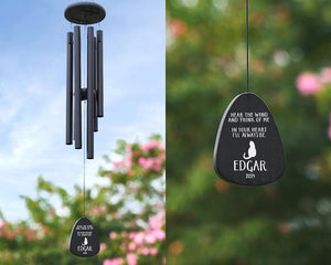Outdoor Pet Memorial Wind Chime Personalized Name & Dates Engraving for Cherished Pets
