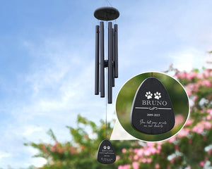 Outdoor Pet Memorial Wind Chime Personalized Name & Dates Engraving for Cherished Pets