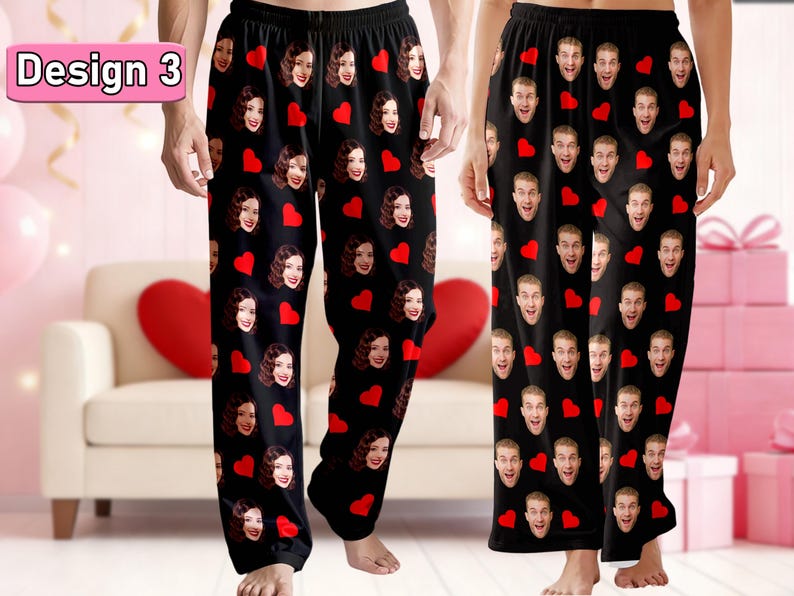 Custom Photo Pajama Pants: Personalized couple faces, Valentine's Day Gifts