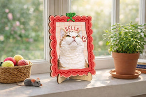 Personalized Dog Photo Desk Plaque, Custom Pet Portrait Wooden Sign with Name, Cute Pet Keepsake Gift for Dog Lovers, Gift For Pet Loss