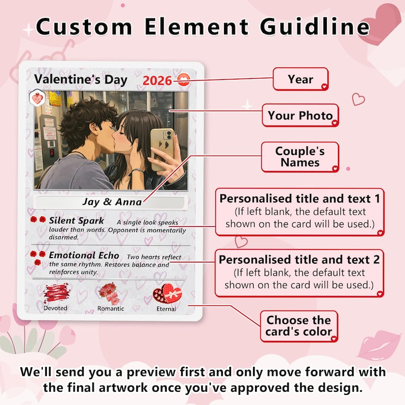 Personalized Poke Couple Anniversary Card, Custom Valentine's Day Gift for Couples, Anniversary Keepsake