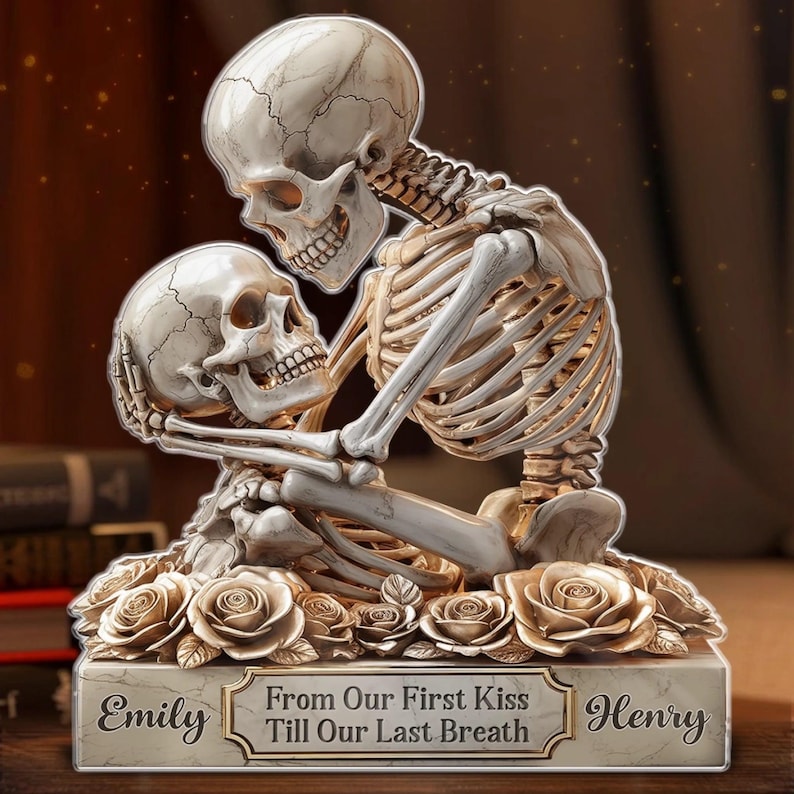 Personalized Skeleton Couple Acrylic Plaque Gothic Romantic Gift