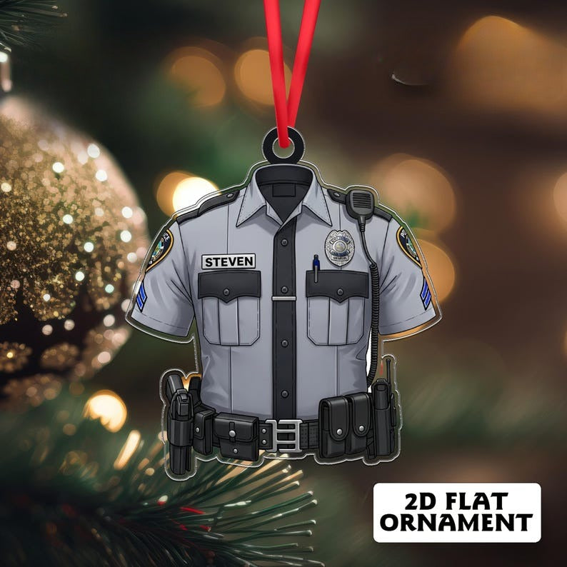 Personalized Police Uniform Cutout Ornament, Custom Name Law Enforcement Gift, Officer Appreciation Decor, Police Officer Keepsake