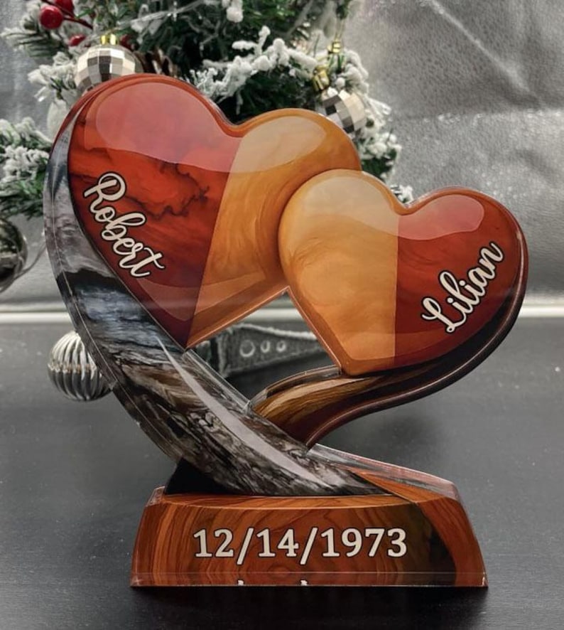 Personalized Couple Heart Acrylic Plaque Custom Names & Date