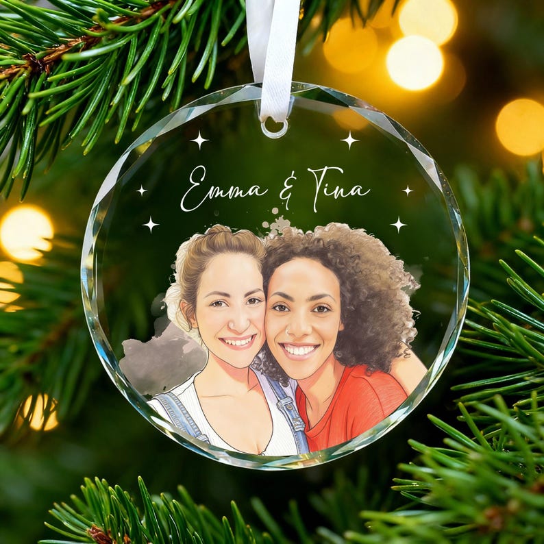 Personalized Watercolor Ornaments,Family Portrait Ornament,Christmas Ornament 2025,Couple Ornament,Custom Photo Ornament,Bestie Gift