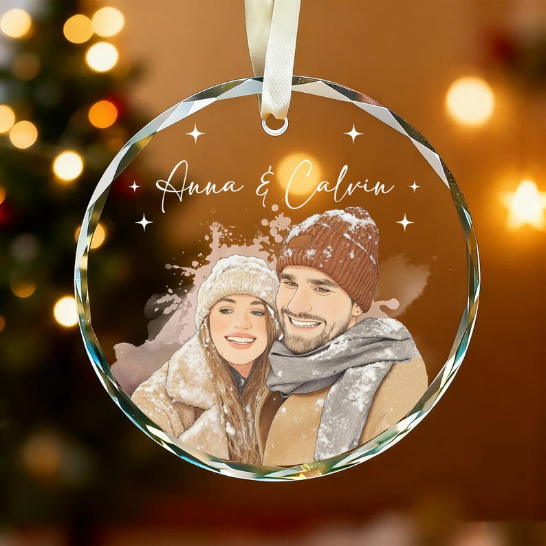 Personalized Watercolor Ornaments,Family Portrait Ornament Couple Ornament,Custom Photo Ornament,Bestie Gift